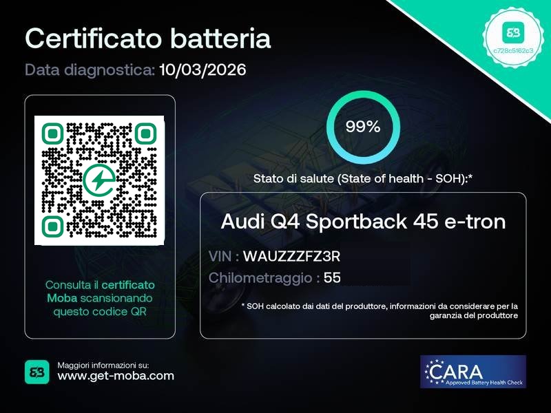 Certificat Audi Q4 Sportback 45 e-tron